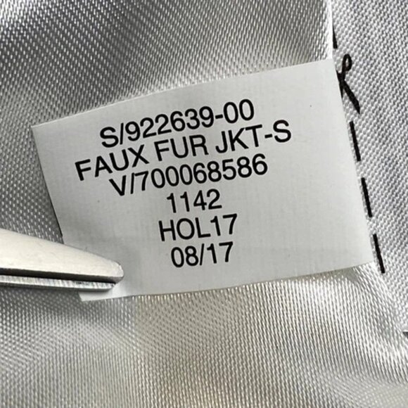 Gap Faux Fur Coat Women's Large Ivory Black Stripe Plush Full Zip Lined Pockets - Picture 10 of 14